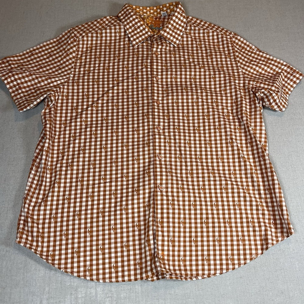 Robert Graham Shirt Mens‎ 3XL White Burnt Orange Check Short Sleeve Classic Fit - Picture 2 of 12